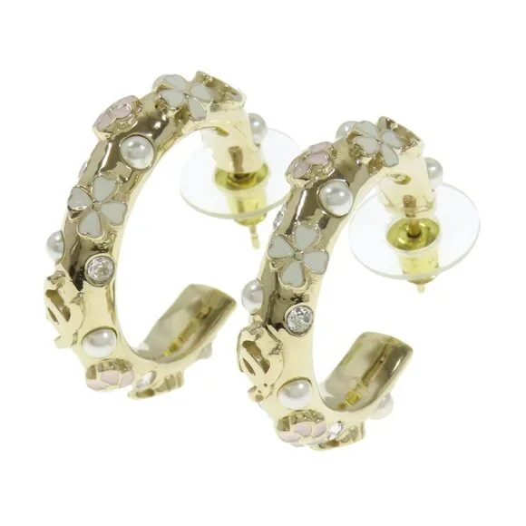❤️#109 Chanel hoop earrings with a Flower Motif - Picture 1 of 9